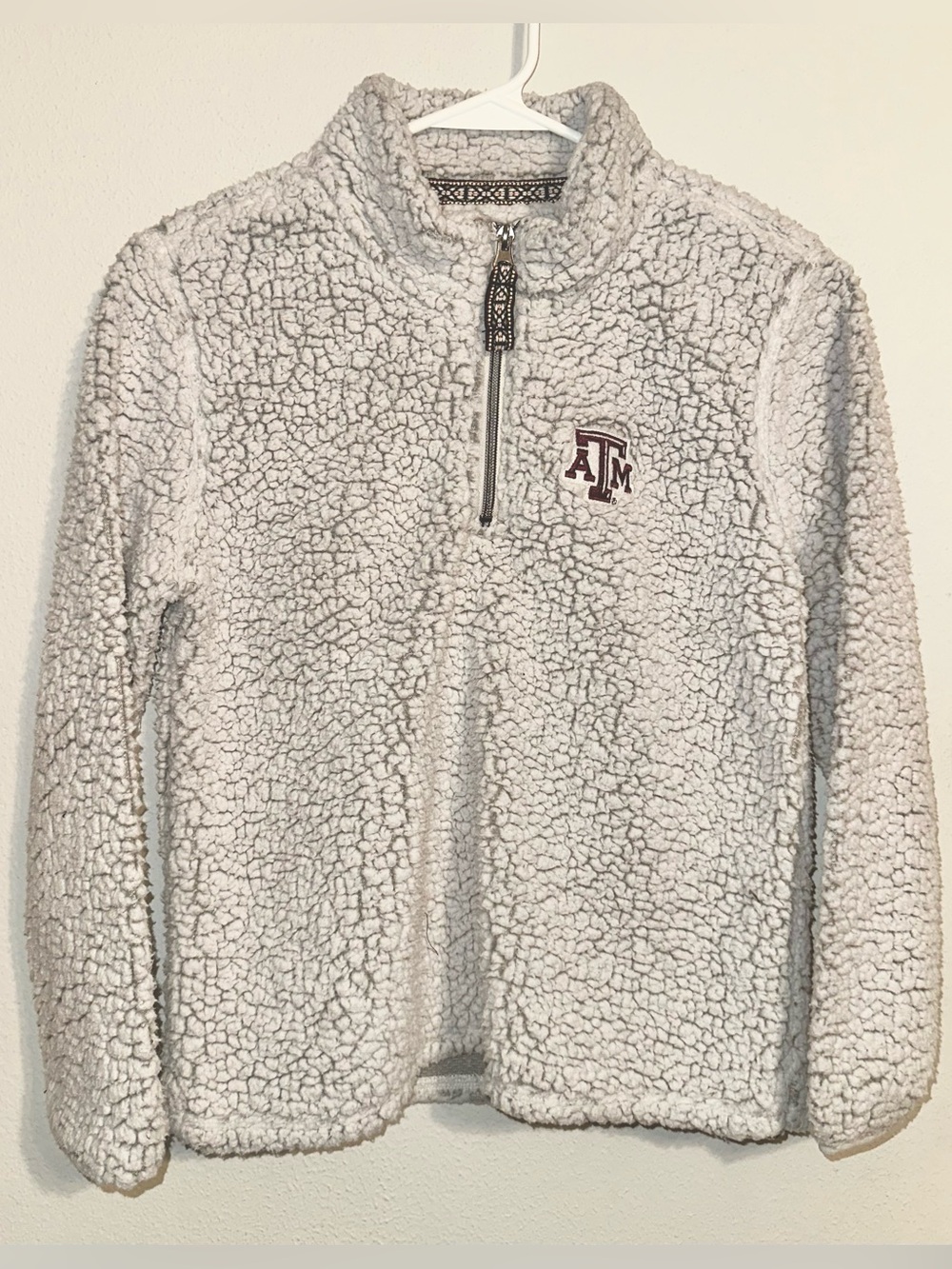 A&M Kids Sherpa Pullover - White Gray with Logo